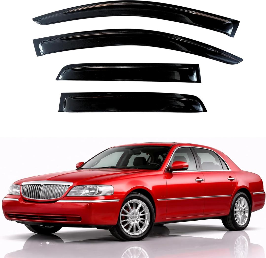 KPY Rain Guards Fit for 1998-2010 Lincoln Town Car, Out-Channel Window Visors Vent Wind Deflectors 4PC, Car Accessories for 98-10 Lincoln Town Car