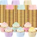 Geiserailie 100 Pcs Pastel Color Cupcake Liners Pastel Cupcake Foil Wrappers Snack Bowls for Parties Wedding Bridal Shower Birthday Supplies