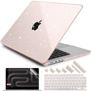 Glitter Case for M5 MacBook Pro 14 inch M4 M3 M2 M1 2026 2024-2021 A3427 A3426 A3434 A3112 A3401 A3185 A2918 A2992 A2779 A2442 Pro Max, Bling Plastic Hard Shell Cover, Sparkly Starlight