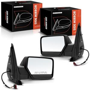 A-Premium Pair (2) Driver and Passenger Side Power Door Mirror - Compatible with Ford Expedition 2007-2014 - Non-Heated Manual Folding Black Outside Rear View Mirror w/Puddle Light
