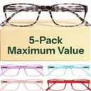Gaoye Reading Glasses Blue Light Blocking, Spring Hinge Readers for Women Anti Glare Filter Lightweight Eyeglasses (5-Pack Mix Color 2, 2.5)