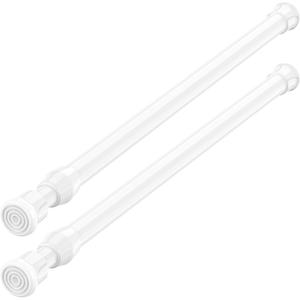 AIZESI Spring Tension Curtain Rods Short Tension Rod (White,17" to 28"-2Pcs)