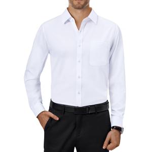 Alimens & Gentle Mens Dress Shirts 4-Way Stretch Long Sleeve Collared Casual Solid Wedding Dating Button Down Shirt.L