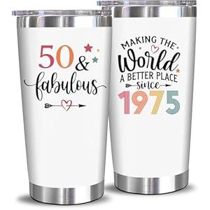NewEleven 50th Birthday Gifts For Women - 1975 50th Birthday Decorations For Women - Gifts For Her Turning 5 Year Old - 20 Oz Tumbler