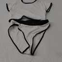 Jolefile Two Piece Swimsuits for Women High Neck Tankini Bathing Suits Tummy Control Ribbed Swim Suits for Teens Girls White M