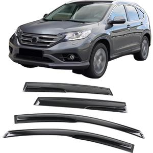 Window Visor Compatible with 2012-2016 Honda CRV CR-V, Acrylic Smoke Tinted & Semi-Transparent Sun Rain Shade Guard Wind Vent Air Deflector by IKON MOTORSPORTS, 2013 2014 2015