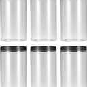 43oz (1280 ml) Clear Plastic Jars with Smooth Black Lids and Labels (6 Pack), Wide Mouth, BPA Free, PET Jars Bulk for Home & Kitchen Pantry Organization and Storage (Black)