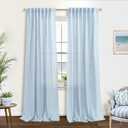 KOUFALL Light Blue Curtains for Bedroom Living Room 84 Inches Long,Sheer Linen Semi Light Filtering Back Tab Curtains 84 Inch Length 2 Panels Set