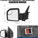 Driver Side Mirror Assembly Compatible with Ford F-150 2015-2020, Power Adjustable & Heated Glass, Turn Signal, Blind Spot Mirror Replace FL3Z17682CB (Left), regular