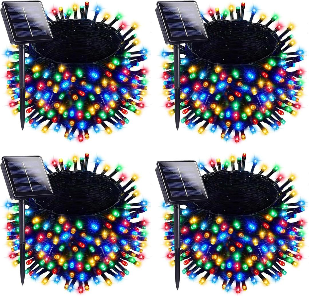 Solar Christmas Lights Outdoor 4 Pack 160FT 400 LED Solar String Lights with 8 Lighting Modes Waterproof Fairy Tree Lights for Yard Garden Patio Tree Christmas Decoration