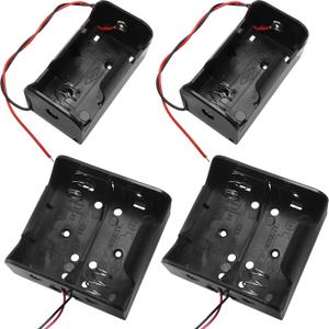 4PCS D Shape Uncapped Battery Pack with Cord with Leads 1x1Size 1.5V 2x1Size 3V Cord Length 15cm Black DIY Battery Box