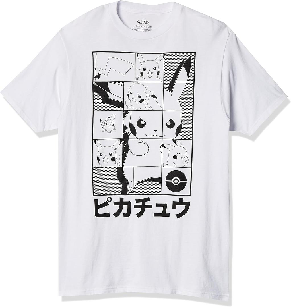 Pokemon Men's Pokmon Pikachu Japanese Puzzle Power T-Shirt, White, 3XL
