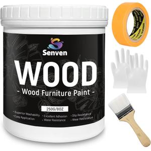 Matte Finish Furniture Black Paints 8 Oz Wood Paint for Cabinets, Doors, Tables, and Dressers Acrylic Paint, Black Enamel Refinishing Low Odor, Non-Toxic (8 Fl Oz (Pack of 1))