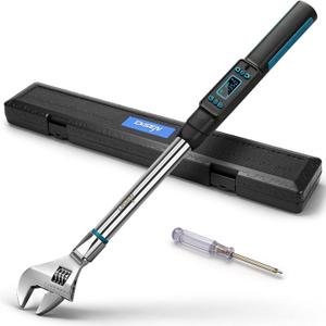 DISEN Adjustable Digital Torque Wrench 5-99.6 ft.lb / 6.8-135 N.m, 22.8 Inch Electronic Torque Wrench with 38mm Open End & 14x18mm Square Drive, 2%, Dual Mode, LED & Buzzer Alert for HVAC Automotive