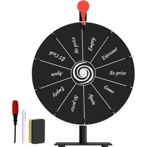 Prize Wheel 12 Inch with Stand - Spinning Wheel Game with Dry-Erase Marker and Eraser, Portable Wheel of Fortune with 10 Slots for Games, Raffles, Classroom & Parties