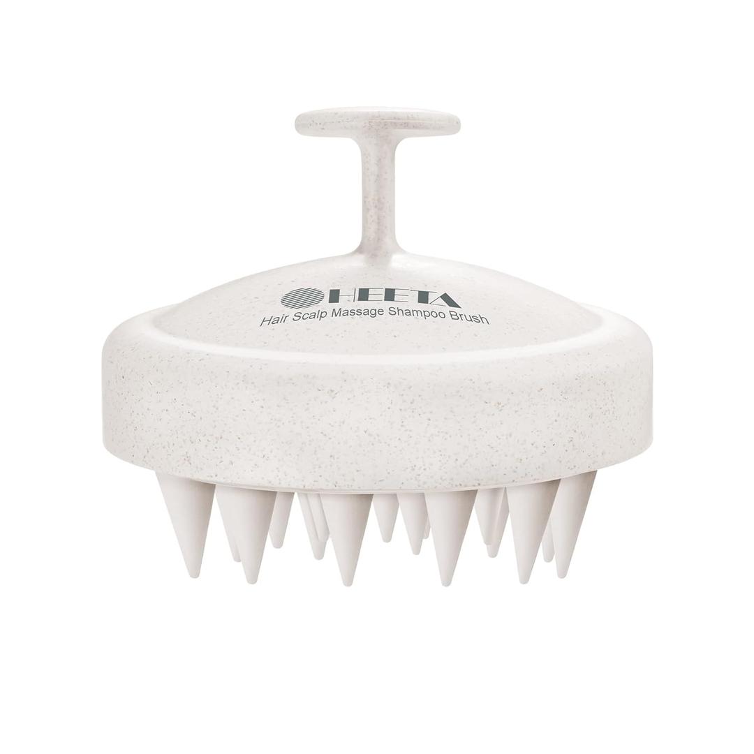 HEETA Scalp Massager Hair Growth, Soft Silicone Scalp Scrubber Shampoo Brush for Exfoliation, Dandruff Removal & Head Massage Stress Relax, Wet & Dry Use for Thick, Thin Hair Care, Wheat Straw Beige