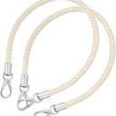 uxcell Leather Purse Strap, 2Pcs 60cm/23.62" Short Leather PU Braided Purse Replacement Handle with Metal Buckles for Underarm Bags, Handbags (Beige Strap + Silver Clasp)