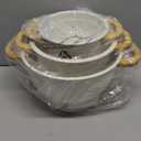 Metal Colander with Wood Handle | Set of 3 with Bamboo Handles | 1.5Q, 3Q, 5Q (Light Icing White)