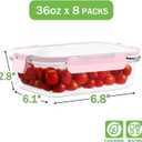 8 Pack 36oz Large Glass Meal Prep Containers with lids, Glass Food Storage Containers with Leak Proof Snap Lock Lids , Airtight Bento lunch Boxes, Kitchen Storage, Oven and Dishwasher Safe-Pink