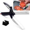 Kitchen Scissors for Food – 2-in-1 Cutting Board Scissors & Tomato Knife with Locking Mechanism & Stainless Steel Blades – Multifunctional Kitchen Shears for Effortless Chopping