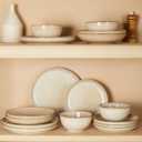 Pokini Stoneware Dinnerware Sets for 6, 18pcs Plates and Bowls Sets Dishes