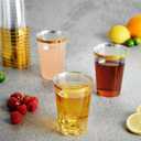 FOCUSLINE 200 Pack 12 oz Gold Rimmed Plastic Cups, Clear Plastic Cups Tumblers, Heavy-duty & Fancy Disposable Hard Cup 12 Ounce with Gold Rim for Wedding Cup Elegant Party Cups