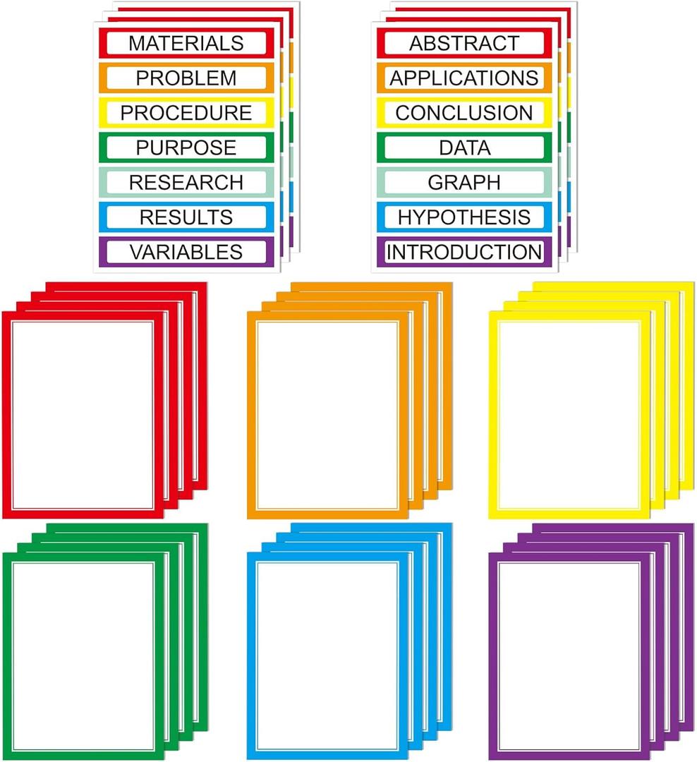 24 Sheets Science Board Supplies 18 Self Adhesive Presentation Science Subtitles & 6 Project Titles Board Sticker for School Office Supplies(Colorful)