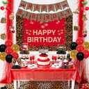 Cheetah Cherry Birthday Decorations, Leopard Happy Birthday Backdrop Banner Cake Topper Sash Honeycomb Centerpieces Hanging Swirls Balloons, Jungle Safari Party Supplies for Women