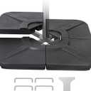 4-Piece 160lb Water Capacity Heavy Duty Cantilever Offset Patio Umbrella Stand,Water/Sand Filled Square Umbrella Base Plate Set(Black).