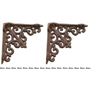 2 Antique Style Shelf Brace Wall Bracket Cast Iron Brackets Small 3 3/4" X 3 3/4"
