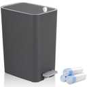 rejomiik Small Bathroom Trash Can with Lid, 3.2 Gallon Step Garbage Can with Handle, Slim Mini Wastebasket Bin for Bedroom, Office, Dorm, Dark Gray