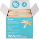 Darice 500 Pcs Popsicle Sticks for Crafts, 6" Natural Color Wooden Craft and Waxing Sticks - Classroom Supplies, STEM DIY Art, Ages 3+