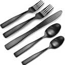 Matte Black Silverware Set, Bysta 18 -Piece Stainless Steel Flatware Cutlery Set for 4, Satin Finish, Dishwasher Safe, Nice Box Package