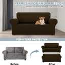 LURKA Stretch Loveseat Sofa Slipcovers 1 Piece Couch Covers for Sofa Furniture Protector Full Sofa Covers with Elastic Bottom for Kids and Dog (Brown, Medium)