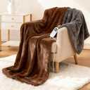 Eastsora Electric Heated Blanket Throw 50''x60''  Soft Dual-Sided Flannel, 12 Heat Settings, Smart Timer, ETL & FCC Certified, Machine Washable (Brown & Gray, Single(50"x60"))