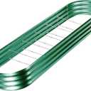 Land Guard 8×2×1ft Galvanized Raised Garden Bed Kit, 108 Gallon Capacity Raised Garden Boxes Outdoor, Oval Metal Raised Garden Beds for Vegetables, Forest Green (with 10 Connecting rods)