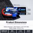 Zeee 2S Lipo Battery 7.4V 5200mAh 80C Hard Case Battery with EC5 Plug Compatible with 1/8 1/10 RC Vehicles Car Slash RC Buggy Truggy Airplane Drone(2 Pack)
