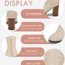 Coutgo Womens Knee High Boots Chunky Block Heels Square Toe Side Zipper Faux Suede Fall Winter Comfort Boot (7, Cream)