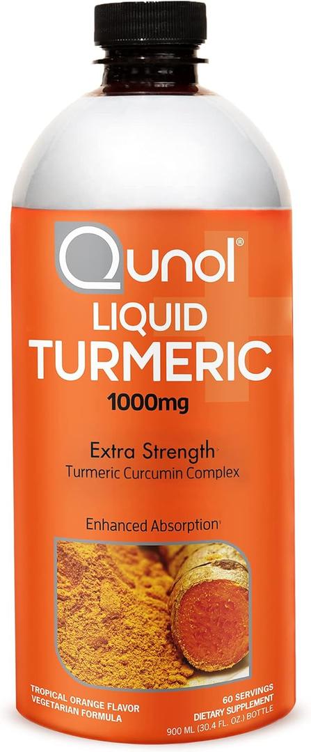 Qunol Liquid Turmeric Curcumin with Black Pepper, Turmeric Supplement 1000mg, Extra Strength, Joint Health, 60 Servings, 30.4 fl oz (30.4 Fl Oz (Pack of 1))