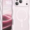 BENTOBEN Magnetic for iPhone 17 Pro Max Case, Cute Wavy [Full Camera Protection][Compatible with MagSafe] Matte Anti-Slip Bumper Women Girls Boys Protective Cover for 17 ProMax 6.9", Gray-Pink