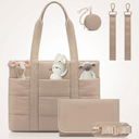 LOVEVOOK Diaper Bag Tote, 15.6 Inch Puffer Diaper Bag, Waterproof Travel Diaper Tote with Changing Pad Pacifier Case