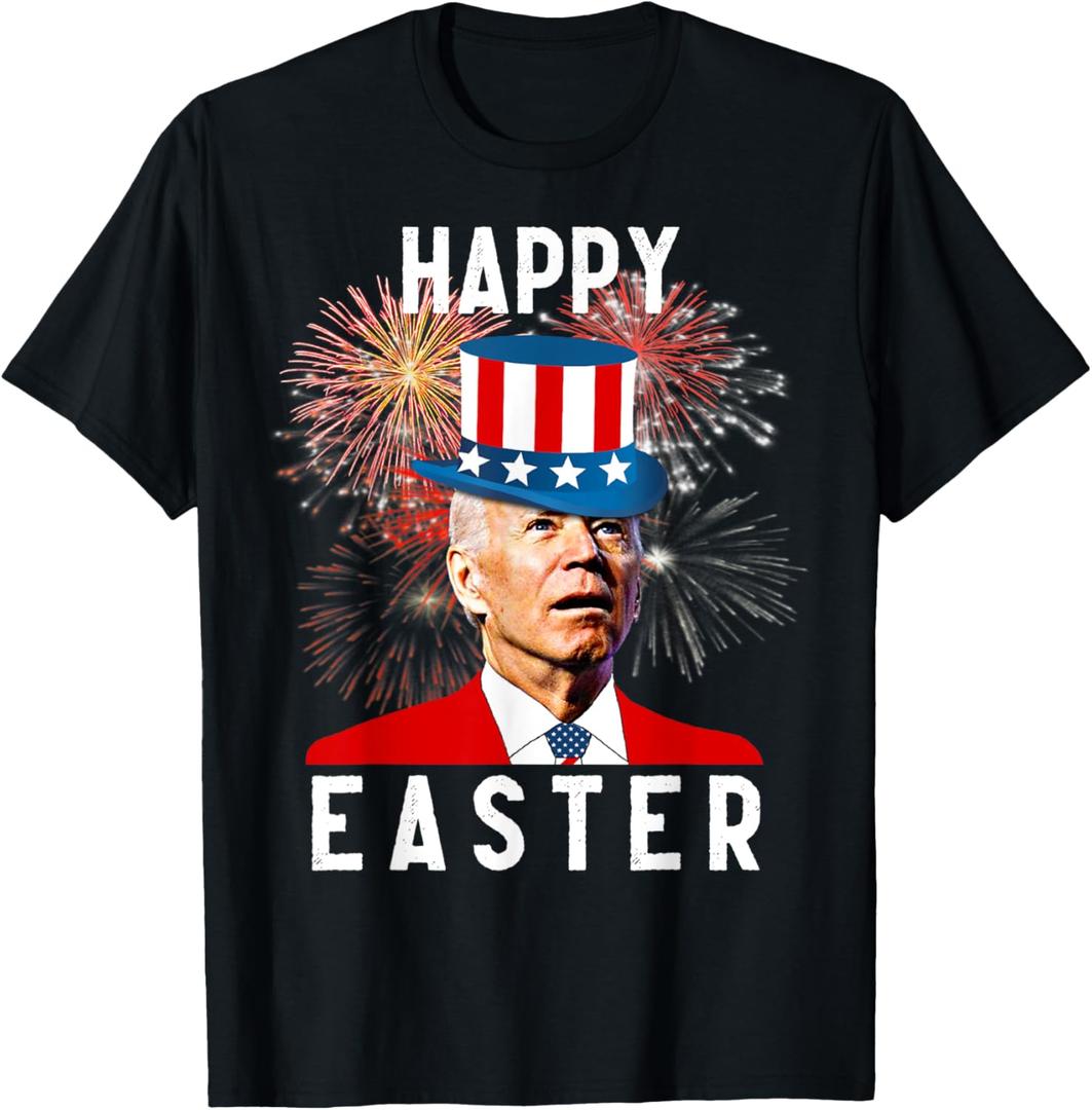 Joe Biden Happy Easter For Funny 4th Of July T-Shirt for Women Men (Small, Black)