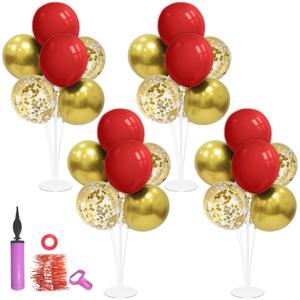 ZJDHPTY Red and Gold Balloon Stand Centerpiece Table Decorations for 49ers Party Birthday Graduation Wedding Mother's Day Anniversary Christmas New Year's Eve Party Decorations(Red gold set4)