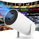 Mini Projector with Android System, HY300PRO 4K 1080P Support Portable Projector with WIFI 6 and Bluetooth, 160 ANSI, Auto Keystone Correction, 130" Screen Video Projector for Laptop/PC/Smartphone