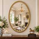 PERHOM 24''x36'' Vintage Gold Oval Bathroom Mirror