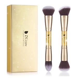 DUcare Makeup Brushes Duo End Foundation Powder Buffer and Contour Brush Synthetic Cosmetic Tools 2Pcs : Beauty & Personal Care