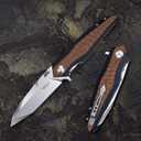 folding pocket knife for men4in d2 tool steel blade,liner lock layers g10 handle,outdoor survival edc tool camping hunting knives with clip (brown)