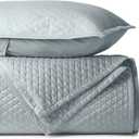 BIOWEAVES 100% Organic Cotton Quilt King Size - Diamond Stitched Quilted bedspreads - All Season Oversized Coverlet Set - GOTS Certified Bedding Set | 1 Quilt & 2 Pillow Shams (Shore)