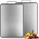 Double-Sided Stainless Steel Cutting Board for Kitchen, 16''11'' Scratch-Resistant Cutting Board for Meat, Vegetables & Fruits, Rust-Resistant Chopping Board with Juice Groove on Both Sides (Gray)