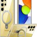 TORRAS Magnetic Designed for Samsung Galaxy S24 Ultra Case [Compatible with Magsafe] Stand, [Military Grade Drop Tested] Shockproof Translucent Slim Protective Ostand, Clear